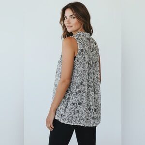 The Kooples Gray Blue Sheer Floral  Blouse  NWOT